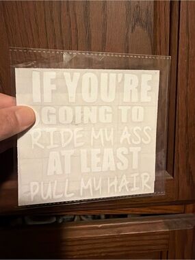 Funny Car Decal - "If You're Going To Ride My Ass At Least Pull My Hair"